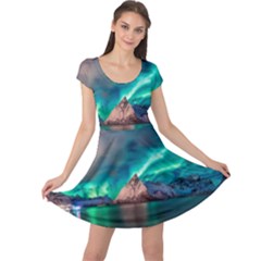 Amazing Aurora Borealis Colors Cap Sleeve Dress