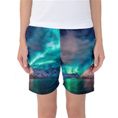 Amazing Aurora Borealis Colors Women s Basketball Shorts