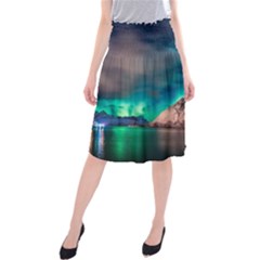 Amazing Aurora Borealis Colors Midi Beach Skirt