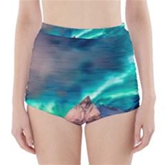 Amazing Aurora Borealis Colors High-Waisted Bikini Bottoms