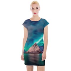 Amazing Aurora Borealis Colors Cap Sleeve Bodycon Dress