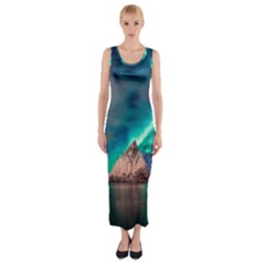 Amazing Aurora Borealis Colors Fitted Maxi Dress