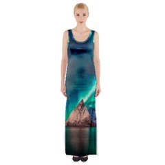 Amazing Aurora Borealis Colors Thigh Split Maxi Dress