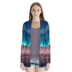 Amazing Aurora Borealis Colors Drape Collar Cardigan