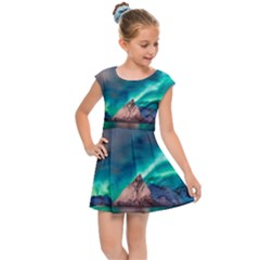 Amazing Aurora Borealis Colors Kids  Cap Sleeve Dress