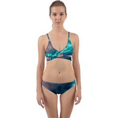 Amazing Aurora Borealis Colors Wrap Around Bikini Set