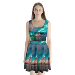 Amazing Aurora Borealis Colors Split Back Mini Dress 