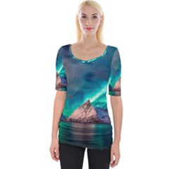 Amazing Aurora Borealis Colors Wide Neckline Tee