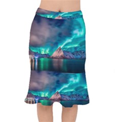 Amazing Aurora Borealis Colors Short Mermaid Skirt
