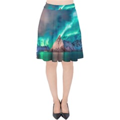 Amazing Aurora Borealis Colors Velvet High Waist Skirt