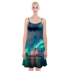 Amazing Aurora Borealis Colors Spaghetti Strap Velvet Dress