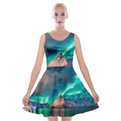 Amazing Aurora Borealis Colors Velvet Skater Dress