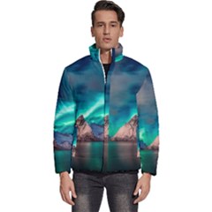 Amazing Aurora Borealis Colors Men s Puffer Bubble Jacket Coat