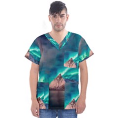 Amazing Aurora Borealis Colors Men s V-Neck Scrub Top