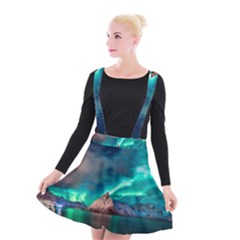 Amazing Aurora Borealis Colors Suspender Skater Skirt