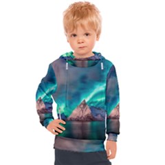 Amazing Aurora Borealis Colors Kids  Hooded Pullover by B30l