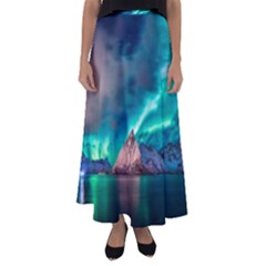Amazing Aurora Borealis Colors Flared Maxi Skirt