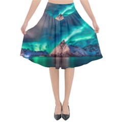 Amazing Aurora Borealis Colors Flared Midi Skirt