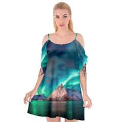 Amazing Aurora Borealis Colors Cutout Spaghetti Strap Chiffon Dress