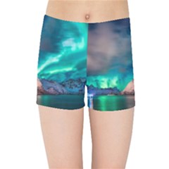 Amazing Aurora Borealis Colors Kids  Sports Shorts