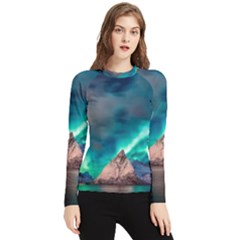 Amazing Aurora Borealis Colors Women s Long Sleeve Rash Guard