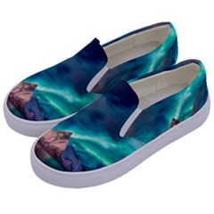 Amazing Aurora Borealis Colors Kids  Canvas Slip Ons