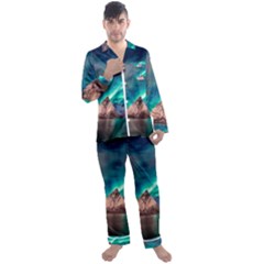 Amazing Aurora Borealis Colors Men s Long Sleeve Satin Pajamas Set