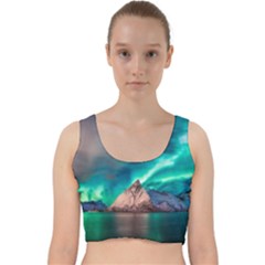 Amazing Aurora Borealis Colors Velvet Racer Back Crop Top