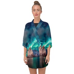 Amazing Aurora Borealis Colors Half Sleeve Chiffon Kimono