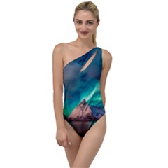 Amazing Aurora Borealis Colors To One Side Swimsuit