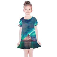 Amazing Aurora Borealis Colors Kids  Simple Cotton Dress