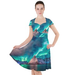 Amazing Aurora Borealis Colors Cap Sleeve Midi Dress