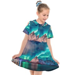 Amazing Aurora Borealis Colors Kids  Short Sleeve Shirt Dress