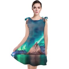 Amazing Aurora Borealis Colors Tie Up Tunic Dress