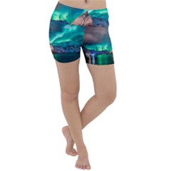 Amazing Aurora Borealis Colors Lightweight Velour Yoga Shorts