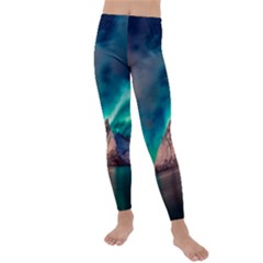 Amazing Aurora Borealis Colors Kids  Lightweight Velour Leggings