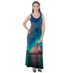 Amazing Aurora Borealis Colors Sleeveless Velour Maxi Dress