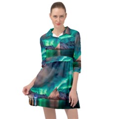 Amazing Aurora Borealis Colors Mini Skater Shirt Dress