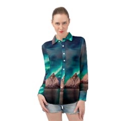 Amazing Aurora Borealis Colors Long Sleeve Chiffon Shirt