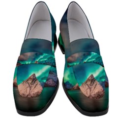 Amazing Aurora Borealis Colors Women s Chunky Heel Loafers