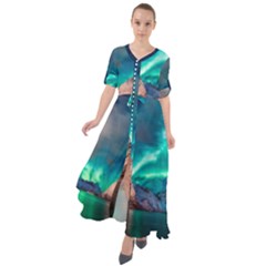 Amazing Aurora Borealis Colors Waist Tie Boho Maxi Dress