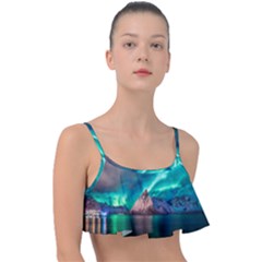 Amazing Aurora Borealis Colors Frill Bikini Top