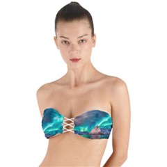 Amazing Aurora Borealis Colors Twist Bandeau Bikini Top