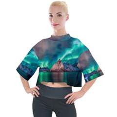 Amazing Aurora Borealis Colors Mock Neck Tee