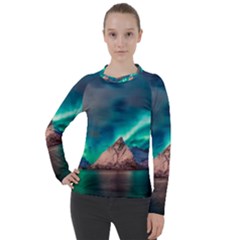 Amazing Aurora Borealis Colors Women s Pique Long Sleeve Tee