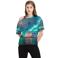 Amazing Aurora Borealis Colors One Shoulder Cut Out Tee