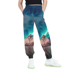 Amazing Aurora Borealis Colors Kids  Elastic Waist Pants