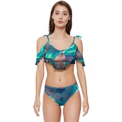 Amazing Aurora Borealis Colors Ruffle Edge Tie Up Bikini Set	