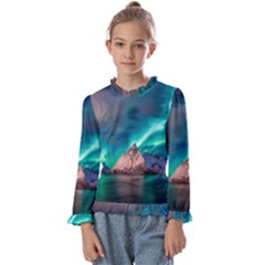 Amazing Aurora Borealis Colors Kids  Frill Detail Tee