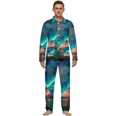 Amazing Aurora Borealis Colors Men s Long Sleeve Velvet Pocket Pajamas Set